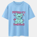 Dissolving Bear Slogan Print Drop Shoulder Oversize T-Shirt