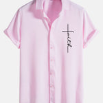 Faith Letter Print Button Up Shirt