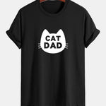 Regular Fit Cat Dad Print Cotton T-Shirt