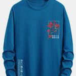 Long Sleeve Cherry Blossom Slogan Print Cotton T-Shirt