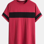 Color Block Patchwork Arc Hem T-Shirt