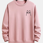 Cat Wearing Sunglasses Print Relax Fit Sweatshirt