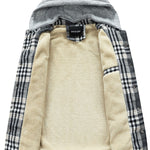 Teddy Fleece Lined Detachable Flannel Plaid Hooded Coat