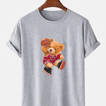 Bear Playing Basketball Print T-Shirt