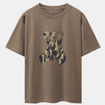 Camouflage Dissolving Bear Print Drop Shoulder Oversize T-Shirt