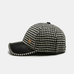 Vintage Houndstooth M Letter Woolen Fabric Baseball Cap