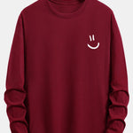 Long Sleeve Smiley Face Print Cotton T-Shirt