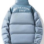 Corduroy PU Patchwork Puffer Coat