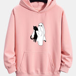 Ghost Black Cat Print Relax Fit Hoodie