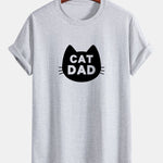 Regular Fit Cat Dad Print Cotton T-Shirt