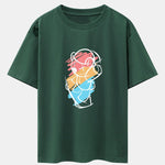 Graffiti Skateboard Bear Print Drop Shoulder Oversize T-Shirt