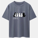 Friend Cat Print Drop Shoulder Oversize T-Shirt
