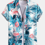 Flamingo Tropical Print Button Up Shirt & Shorts