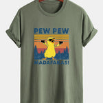 Regular Fit PEW PEW MADAFAKAS Duck Print Cotton T-Shirt