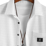 Waffle Button Up Shirt & Drawstring Corduroy Cargo Jogger Pants