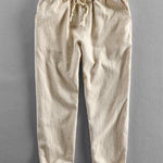 Linen Look Short Sleeve Stand Collar Shirt & Linen Cotton Blend Cropped Pants