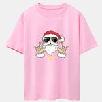 Hip Hop Santa Print Heavy Weight Drop Shoulder Oversize T-Shirt