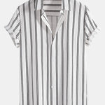 Linen Look Striped Button Up Shirt