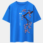 Tokyo Japanese Cherry Blossoms Print Drop Shoulder Oversize T-Shirt