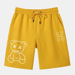 Line Shaped Bear Print Shorts