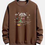 Dinosaur Spaceship Print Relax Fit Sweatshirt