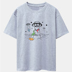 UFO Take Away Dinosaurs Print Drop Shoulder Oversize T-Shirt