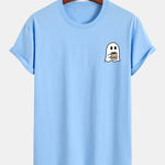 Regular Fit Ghost Drinking Coffee Print Cotton T-Shirt
