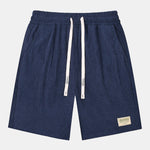 Corduroy Drawstring Shorts With Letter Label