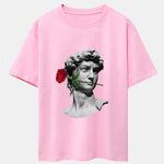 Rose David Print Relax Fit Drop Shoulder T-Shirts