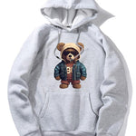 Bear In Leather Jacket Print Hoodie
