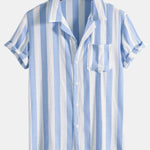 Striped Cuban Collar Shirt & Straight Leg Linen Pants