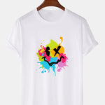 Colorful Mud Splatter Smiley Face Print T-Shirt