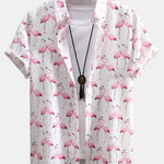 Flamingo Print Button Up Shirt