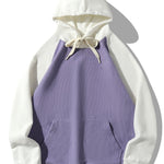 Paneled Corduroy Raglan Sleeves Hoodie
