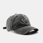 Heart Embroidery Washed Distressed Baseball Cap