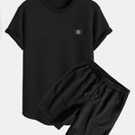 Short Sleeve Waffle Arc Hem T-Shirt & Shorts