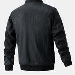 Suede Bomber Jacket With Quilted Liner