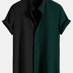 Two Tone Muscle Fit Ribbed Stand Collar Shirt