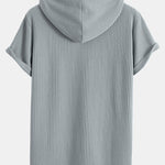 Knitted Waffle Arc Hem Hooded T-Shirt