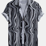 Marble Texture Print Button Up Shirt