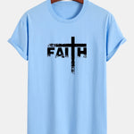 Regular Fit Faith Cross Print Cotton T-Shirt