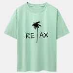 Relax Palm Tree Print Drop Shoulder Oversize T-Shirt