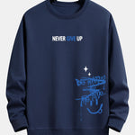 Never Give Up Smiley Face Print Relax Fit Sweatshirt