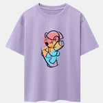 Graffiti Skateboard Bear Print Drop Shoulder Oversize T-Shirt