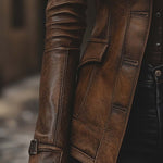 Women's Vintage Lapel Pocket Faux Leather Jacket