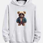 Bear In Leather Jacket Print Relax Fit Hoodie & Straight Leg Corduroy Pants