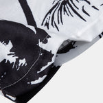 Palm Trees Print Button Up Shirt & Man Mid Length Drawstring Swim Shorts