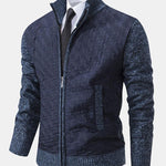 Quilted Jacquard Zip Up Sweater