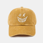 Evil Smiley Face Pattern Classic Retro Washed Distressed Cotton Baseball Cap