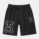 Line Shaped Bear Print Shorts